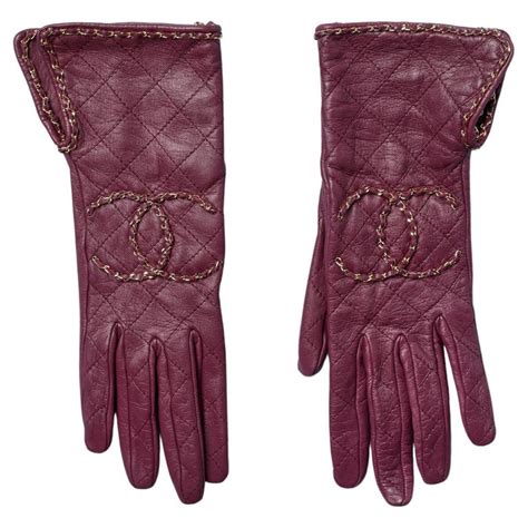 chanel cotton and leather gloves with chains|Chanel long leather gloves.